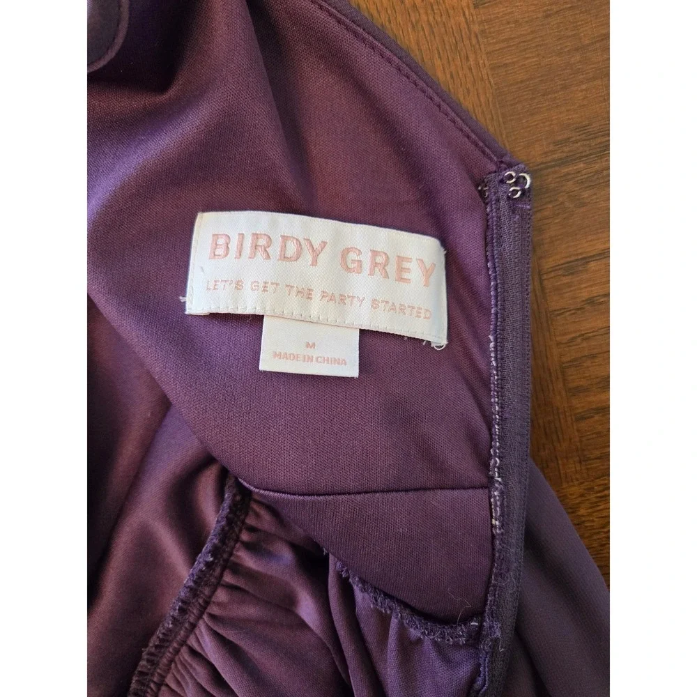 Birdy Grey Plum Purple Michelle Chiffon Ruffle Flutter Maxi Bridesmaid Dress M - Picture 9 of 13